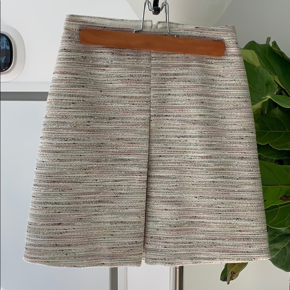 J Crew Tweed Front Pleat Skirt